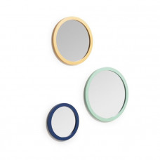 Malala set of 3 round mirrors in blue, mustard and turquoise MDF Ш 23 cm/Ш 30 cm/Ш 35 cm